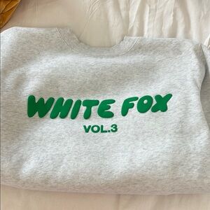 White Fox Boutique Gray Sweatshirt with Green Logo